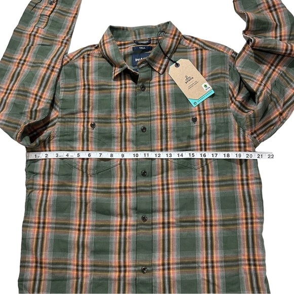Prana Dolberg Flannel Shirt Tall Men Multicolor Plaid Check Long Sleeve Sz S NWT - Picture 7 of 16